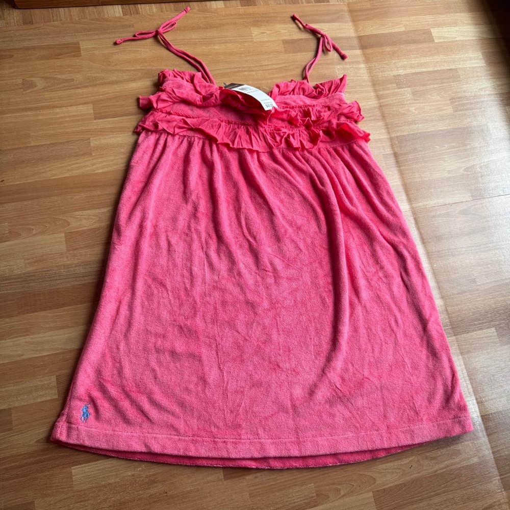 Ralph Lauren hot pink terry cloth sundress swim suit coverup size 6 NWT